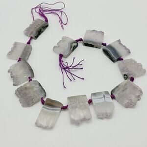 Strand Natural Amethyst Crystal Slice Beads Gemstone Rough End Jewelry Craft